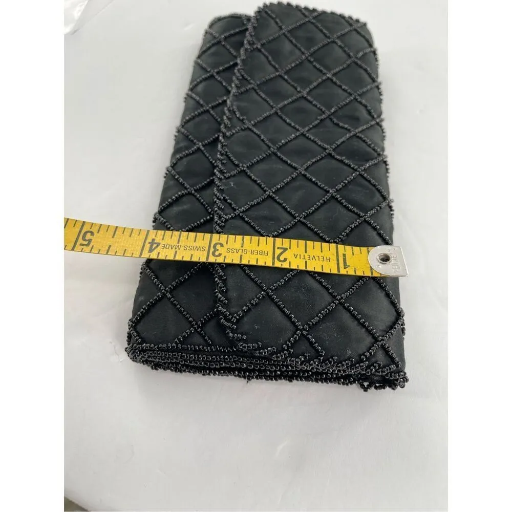 Vintage John Wind Japan beaded satin bag. Black - Image 9