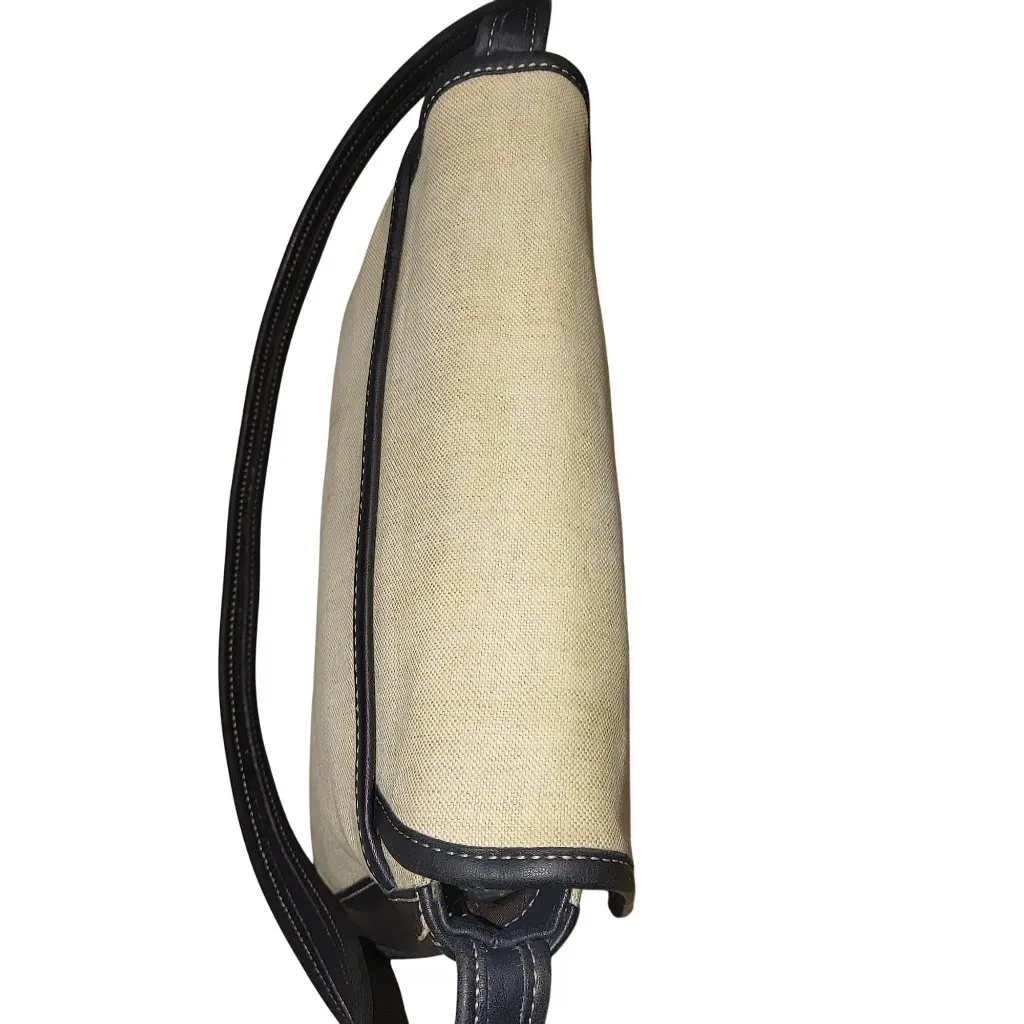 Coach Bleeker Flap Purse Handbag 90s Navy Blue Black Canvas Leather Vintage - Image 11