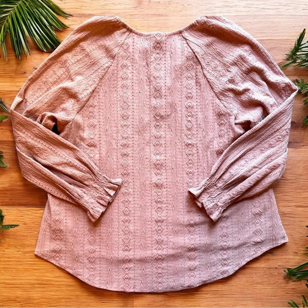 FRYE Pink Textured Long Sleeve Top Blouse - XXL - Image 6