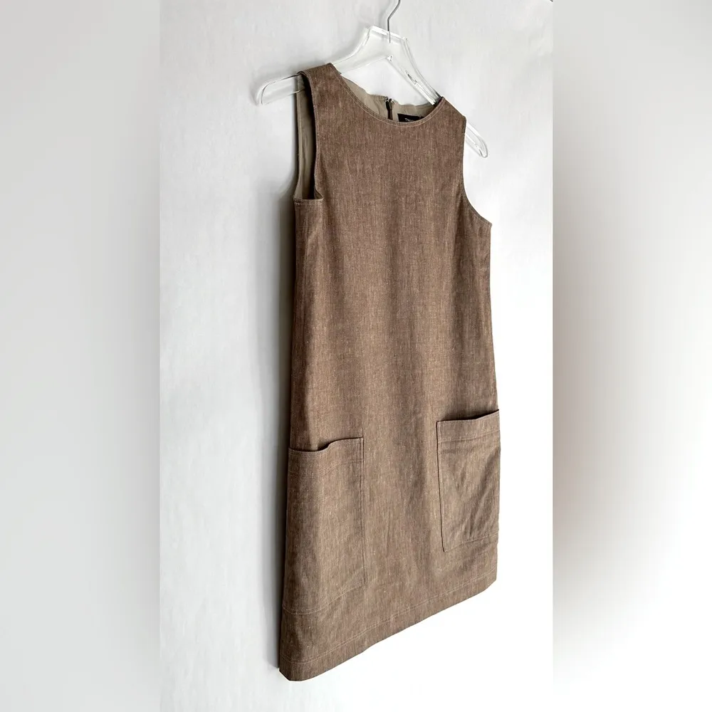 Theory Mod Sleeveless Bronze Linen Blend Shift Dress Size 2 NWT - Image 6