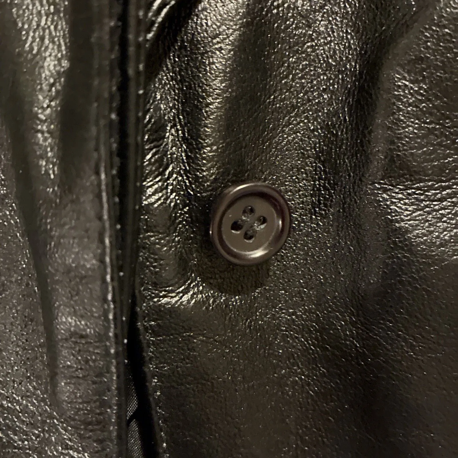 Margaret Godfrey Women’s Black Leather Vest Size 6 Collared Button Front - Image 3