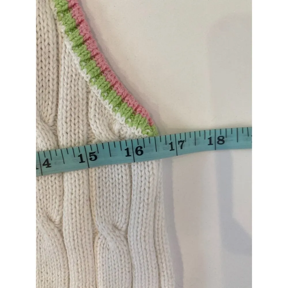 Lilly Pulitzer White Cable Knit Sweater Vest V-Neck EUC Sz S Cotton Pullover - Image 7