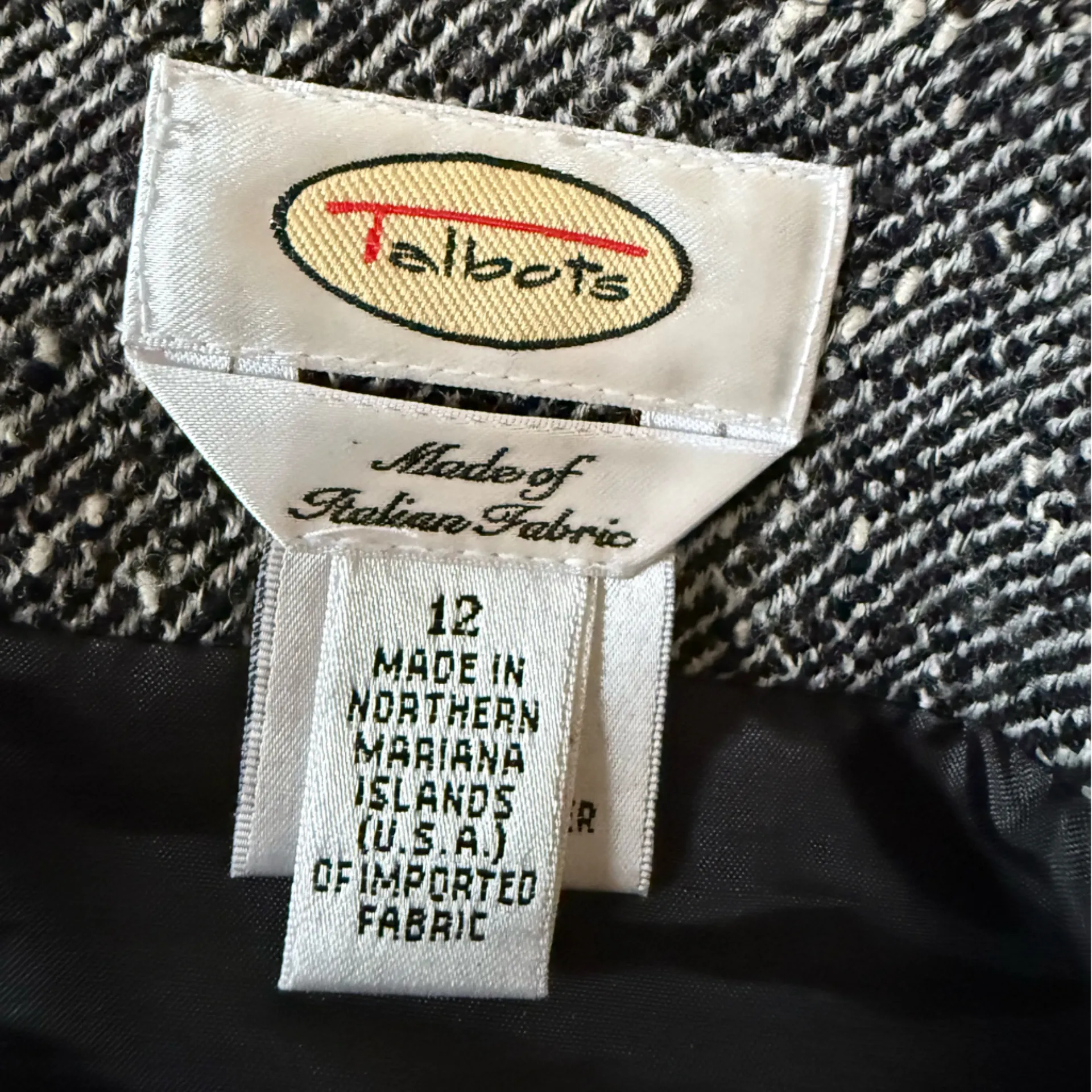 Vintage Talbots Womens Wool Blend Midi Skirt Size 12 Black White Preppy Office - Image 5