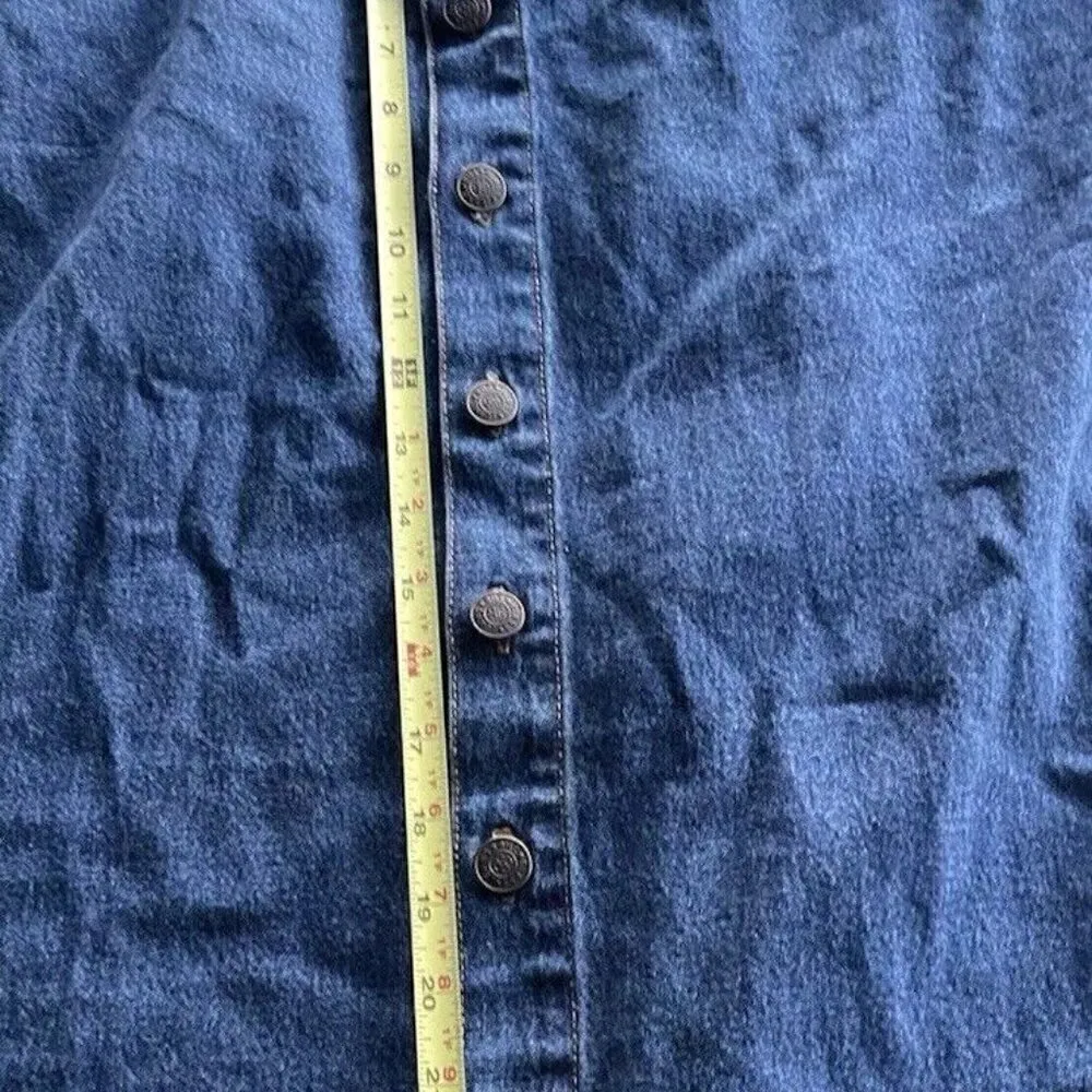 Vintage Bill Blass Women’s Below The Knee  Denim Blue Button Jean Skirt Sz 16 - Image 8