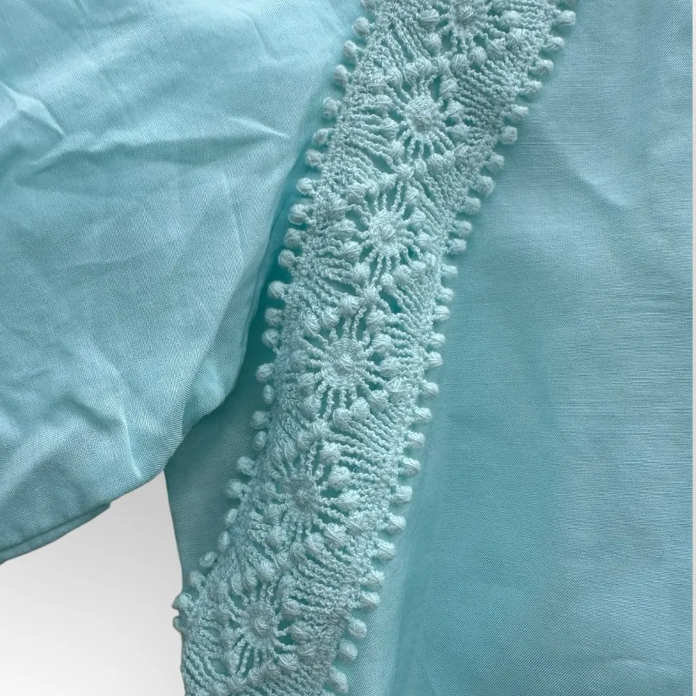 Ann Taylor Puff-Sleeve Crochet Trim Lightweight Blouse - Image 3