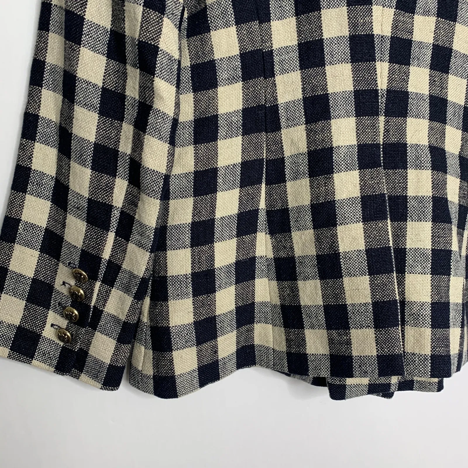 Smythe Women's Double Breasted Min Plaid Blazer Navy Check Size 6 Blue - Image 8