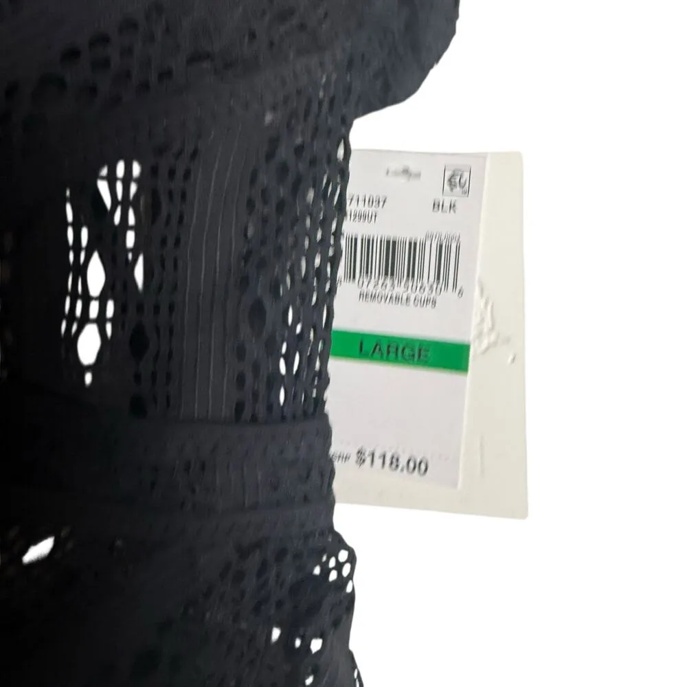 Becca Rebecca Virtue Color Play Black Crochet Plunge One-Piece Swimsuit Size L - Image 6