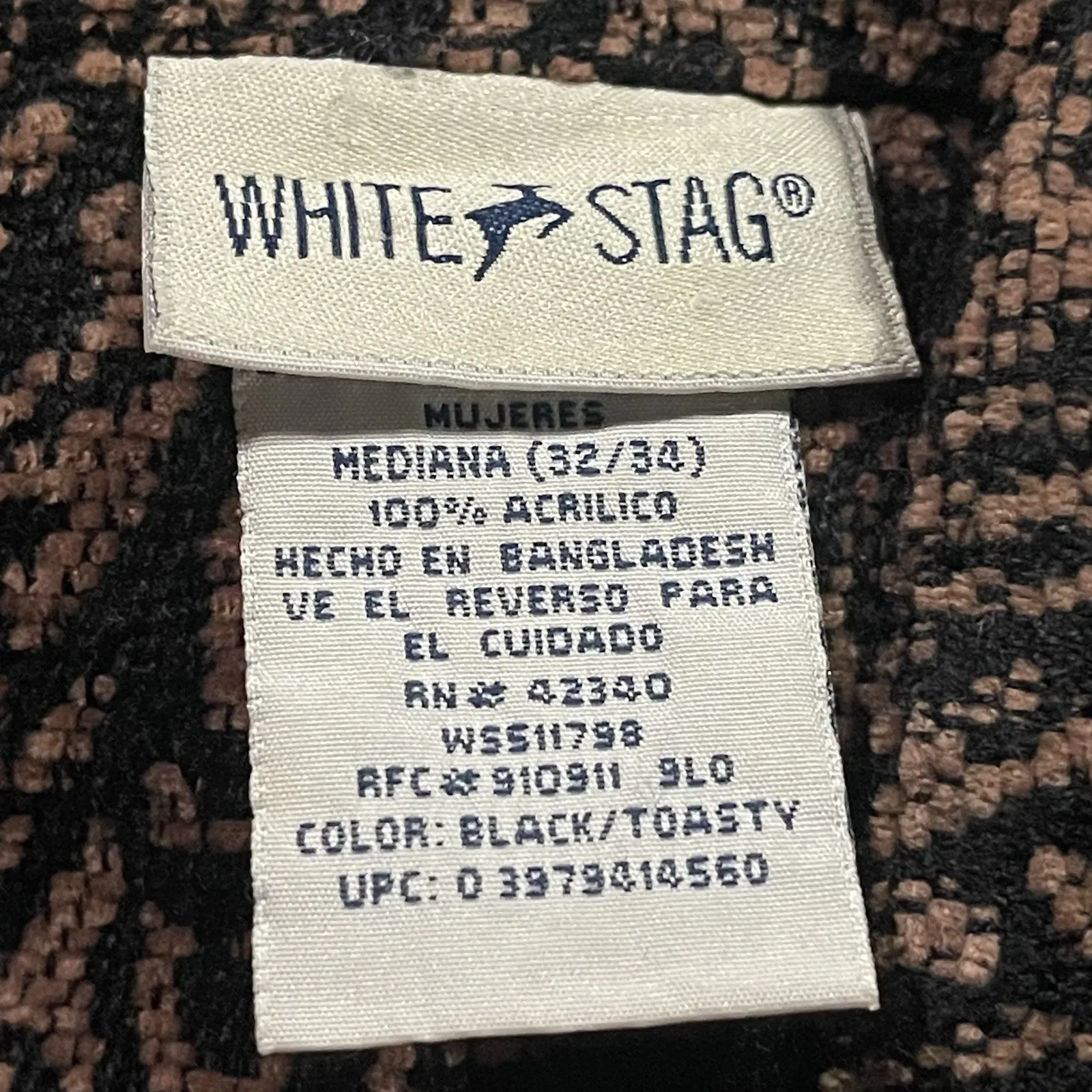 White Stag Women's XL Full Zipper Sweatshirt Black &‎ Tan Ornate Unique  F-85 - Image 2