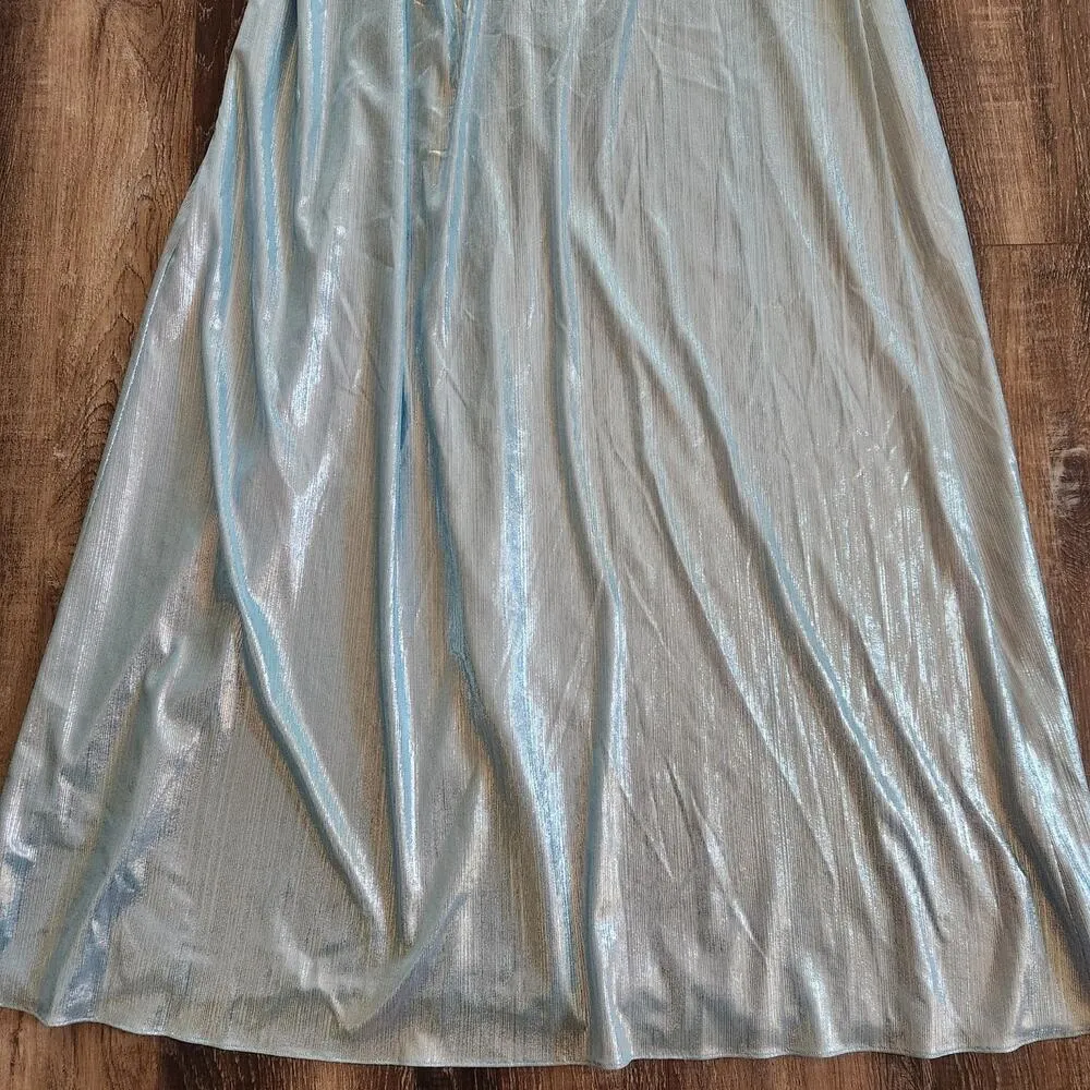 Retrofete Yesi Dress in Blue Silver XXL NWT Metallic Maxi Spaghetti Straps - Image 10
