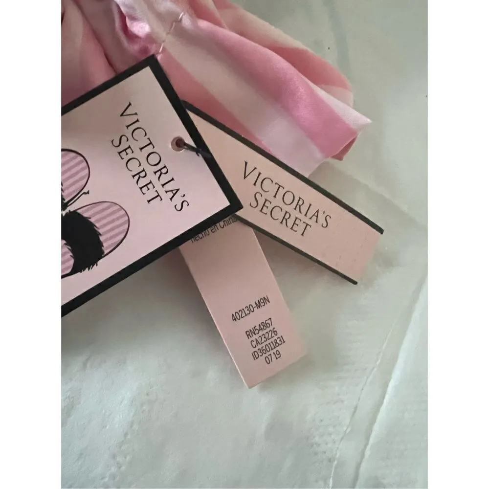 VICTORIA'S SECRET Signature Satin Striped Slippers In-A-Bag - SIZE S - Image 6