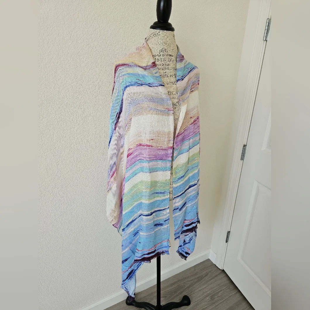 Nordstrom Multicolor Striped Long Neck Scarf Wrap - Image 3