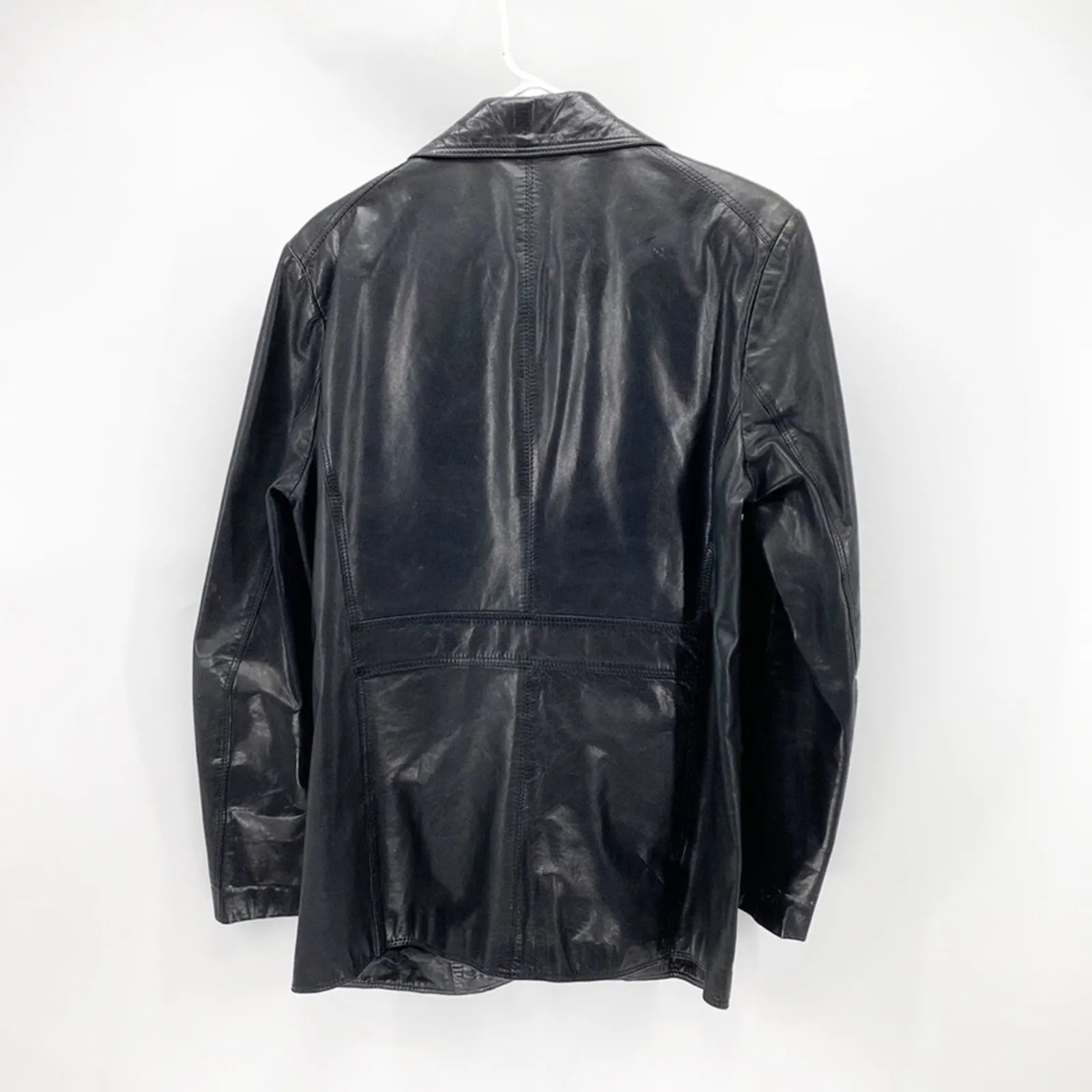 Vintage AB Flip Holm black leather double breasted jacket unisex street wear Size M - Image 2