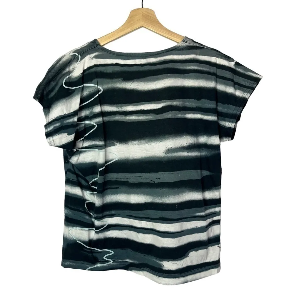 Le Coq Sportif Vintage Blue & Black Wave Print Short Sleeve T - Image 2