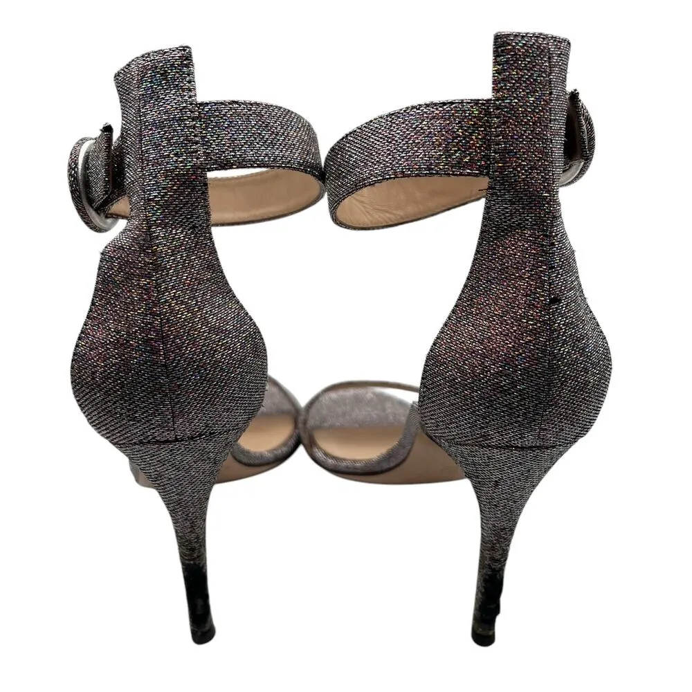 Gianvito Rossi Lurex Fabric Portofino Glitter Metallic Heels Multicolor Size 6 - Image 6