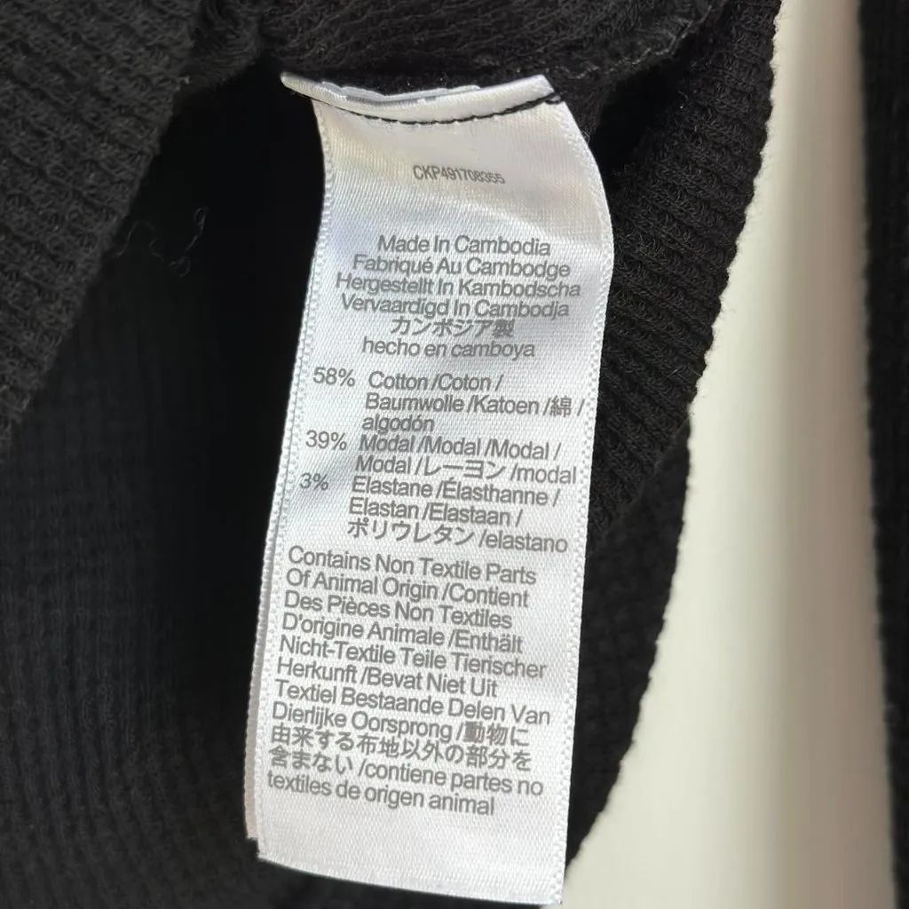 Madewell Waffle Knit Scoopneck Henley Tee in Jet Black, Size X-Small - Image 5