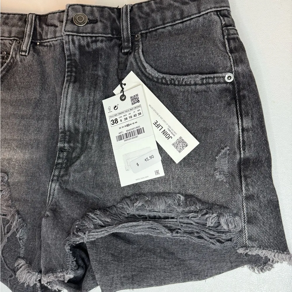 Zara The Cut Off Shorts Black casual classic comfy chic summer beach - Image 5