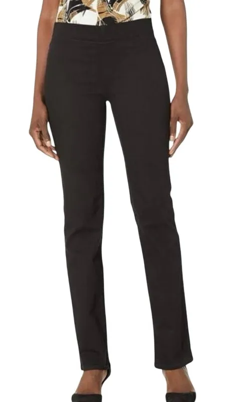 NYDJ Pull On Marilyn Straight Jeans Black Wash Stretch Denim Lift & Tuck Size 2 - Image 1