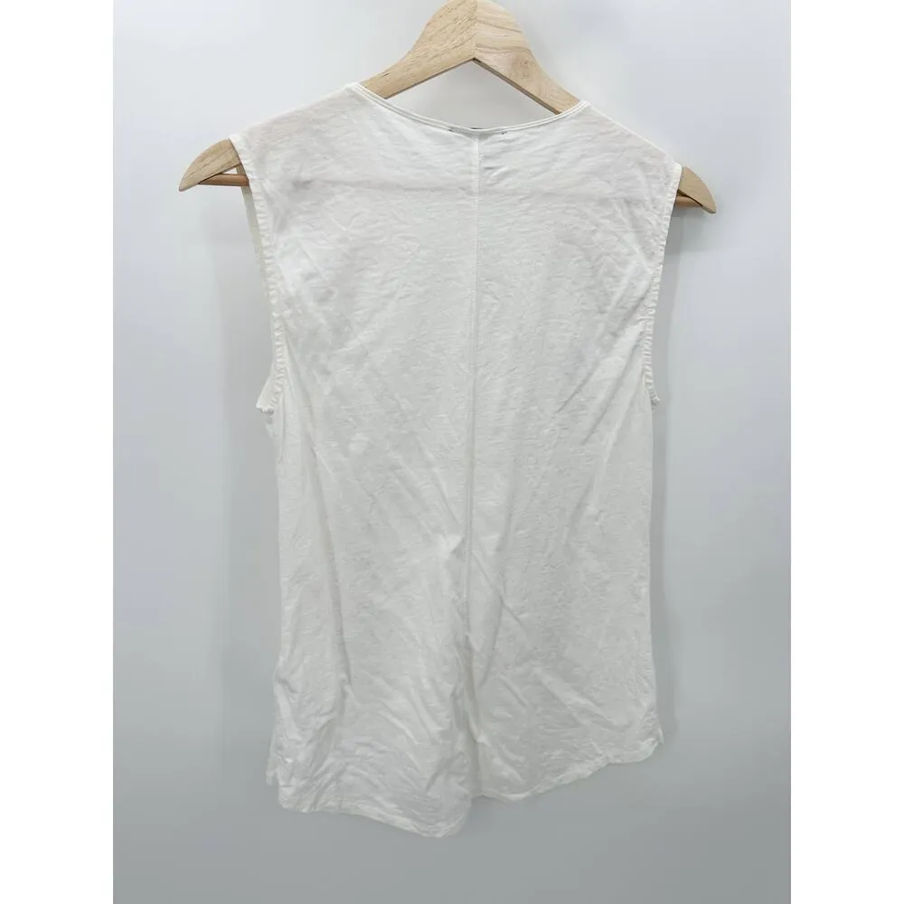 J.Crew Womens Tank Size S White Silver Sequin Sleeveless Cotton Top Career Basic - Image 2