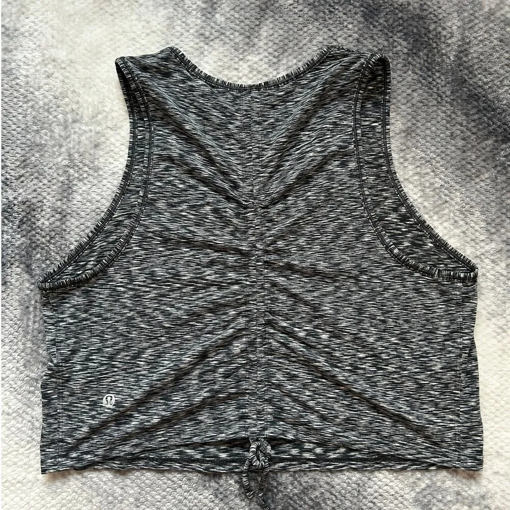 Lululemon Cinch Me Up Cropped Tank Spaced Out Space Dye Black White Size Medium - Image 7