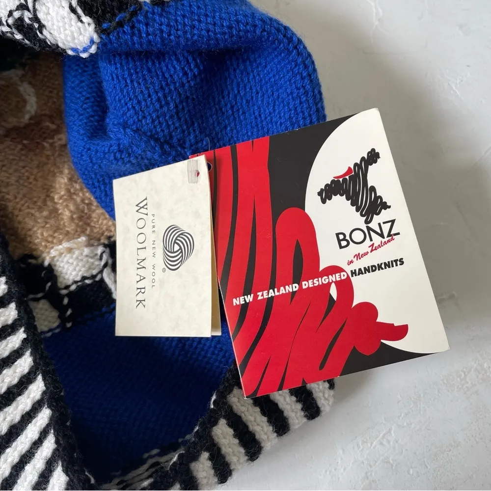 Vintage BONZO Handmade In New Zealand Pure Wool Sweater Knit Sheep NWT Blue Size undefined - Image 8