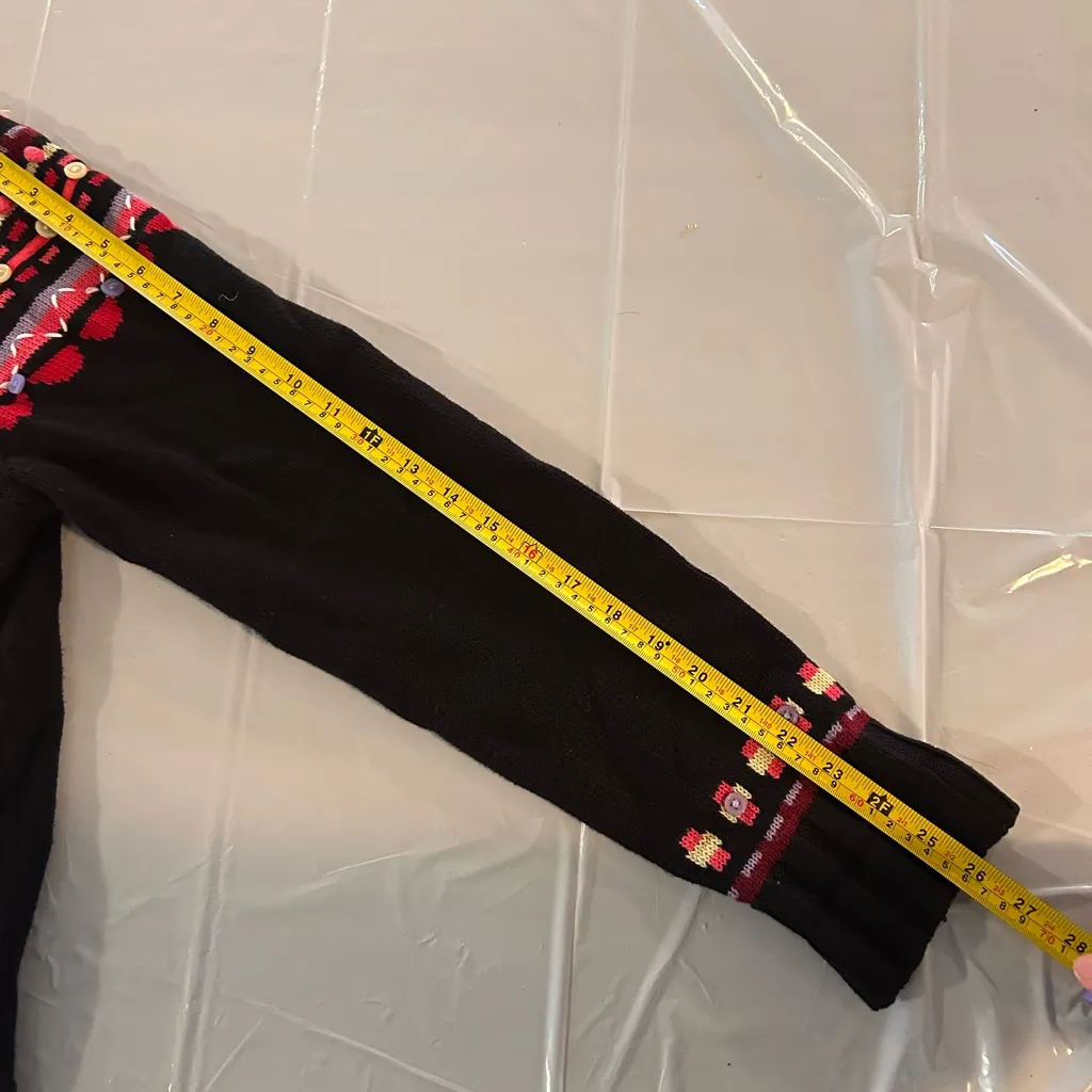 Christopher & Banks Sweater Women's M Black Hand Embroidered Colorful Cardigan - Image 6