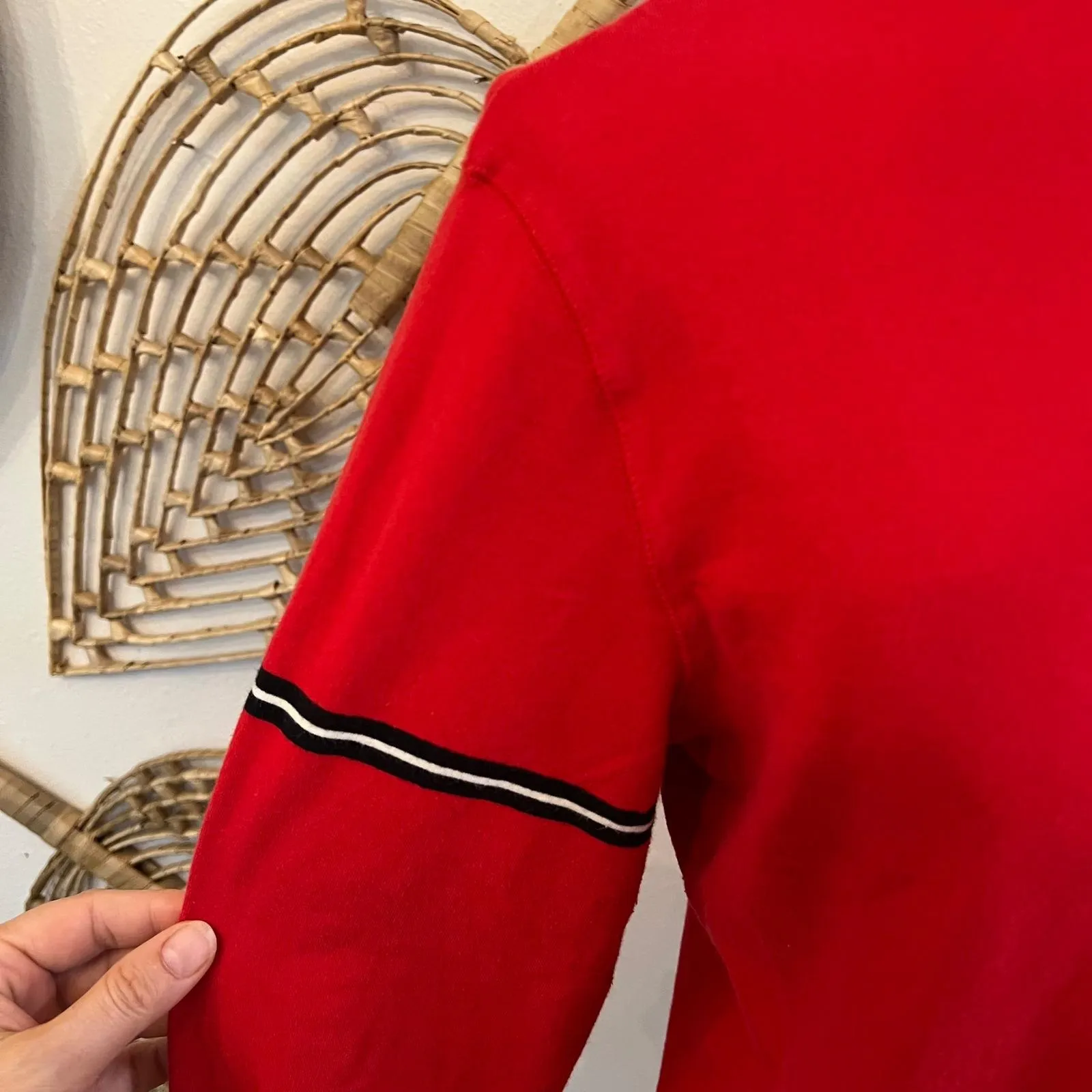 Vintage Tommy Hilfiger Red Stripe Turtleneck Long Sleeve 90's Streetwear Top M - Image 6