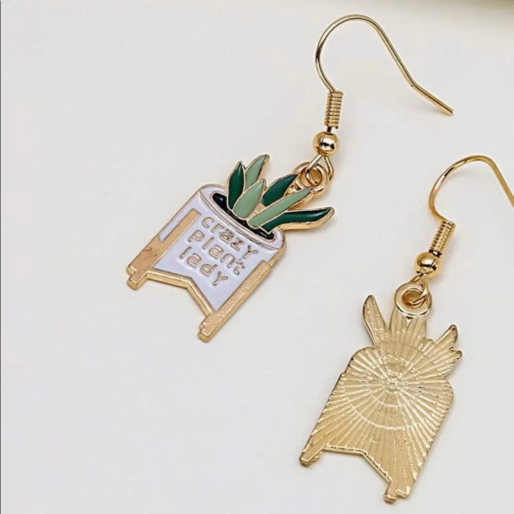 Super Cute "Plant Lady" Succulent Earrings Green - Image 2