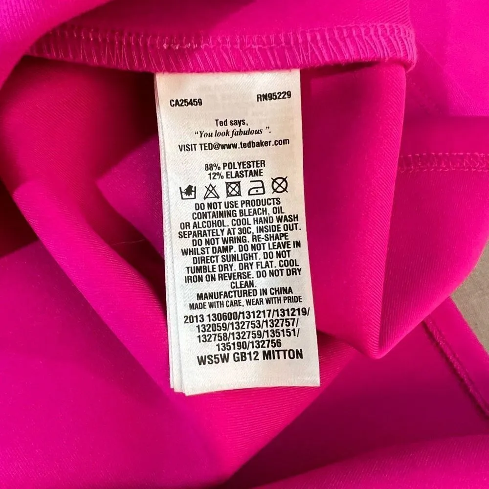 Ted Baker hot pink scuba sleeveless fit & flare mini dress ted size 0 or US 2 - Image 8
