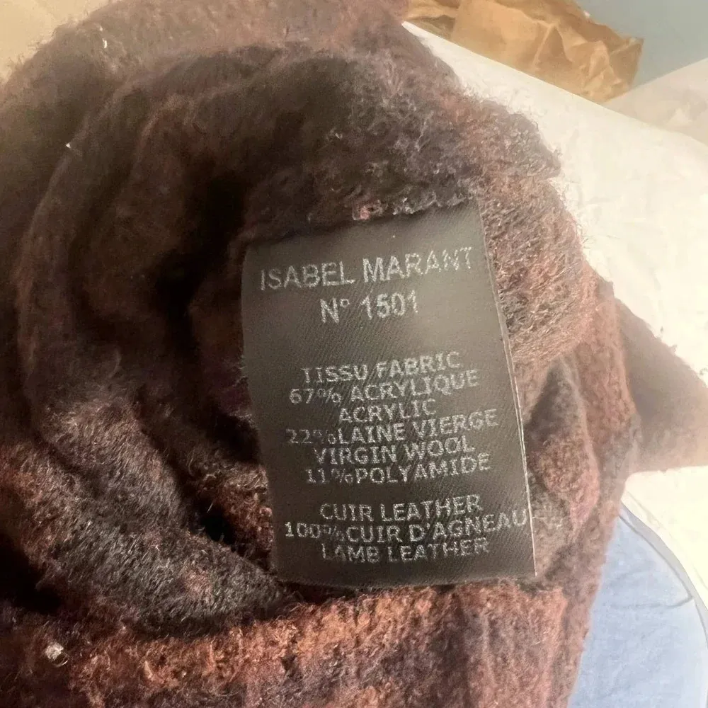 Isabel Marant Etoile Leather Trim Boucle Sweater Dress‎ Brown Black Size US 6 - Image 11