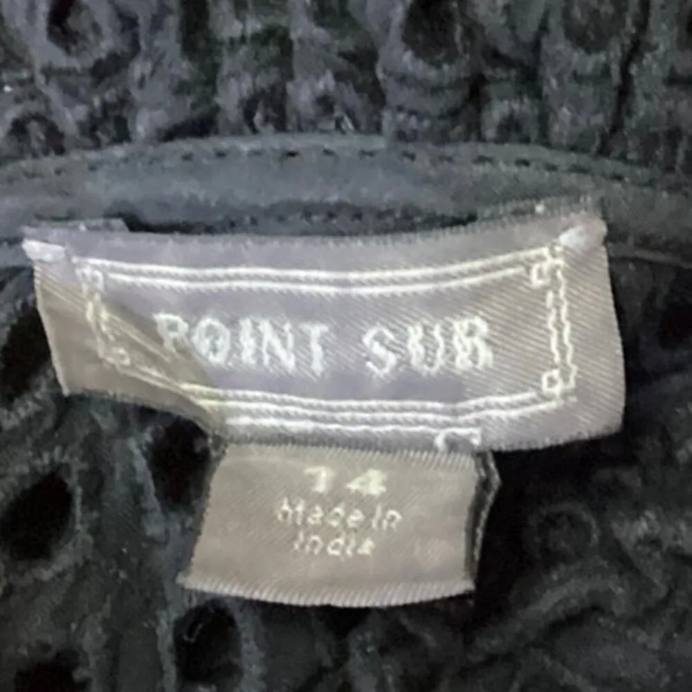 J.Crew Point Sur Women's Black Eyelet Long Sleeve Sheer Peplum Blouse Top Sz 14 - Image 3