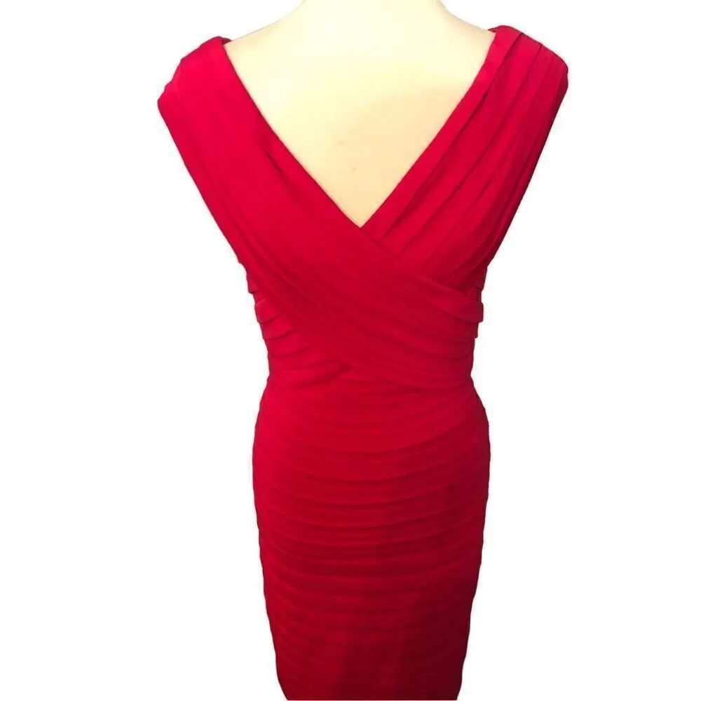 Tadashi Collection Berry Raspberry Flutter Bandage Sweetheart Neck Size M - Image 3