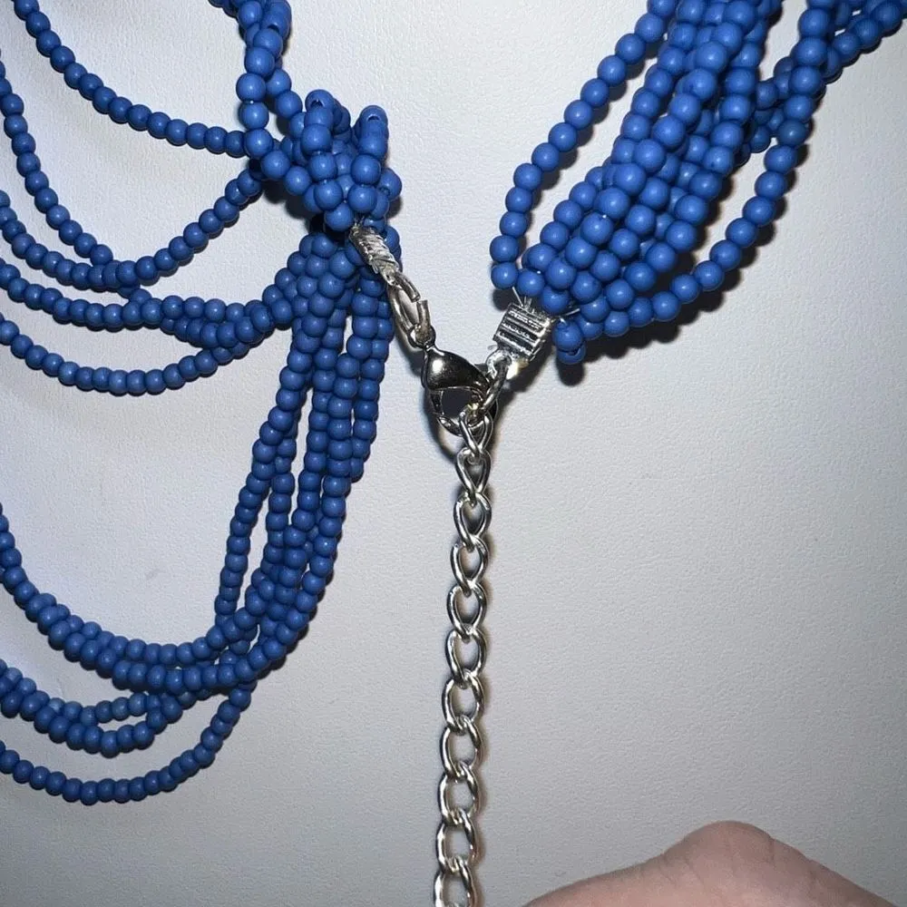 Vintage Gold Tone Swirl with Cabochon Purple Glass Brooch Blue - Image 7