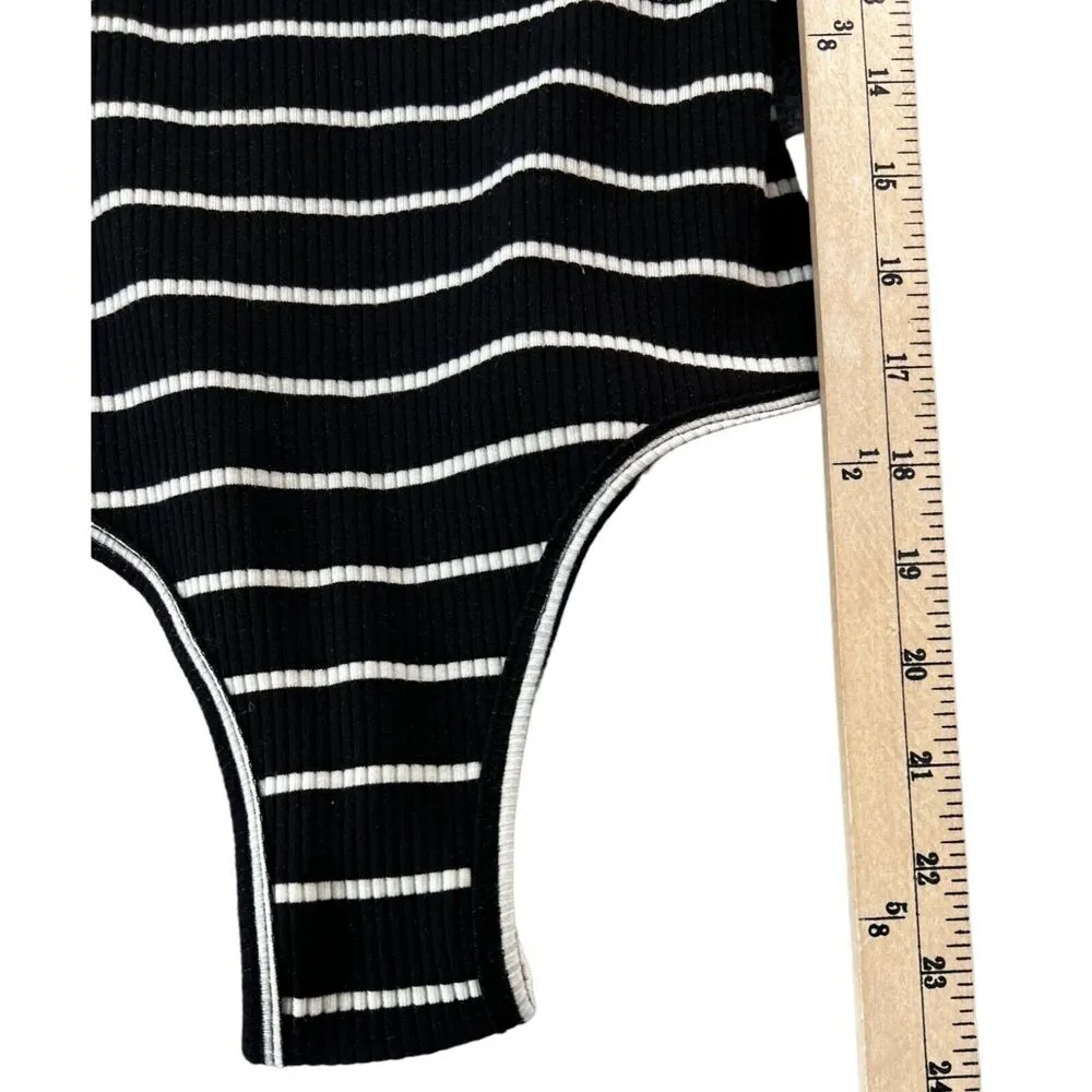 Flynn Skye Brianna Bodysuit Womens XS-S Black Striped Ribbed Stretch Revolve New - Image 11