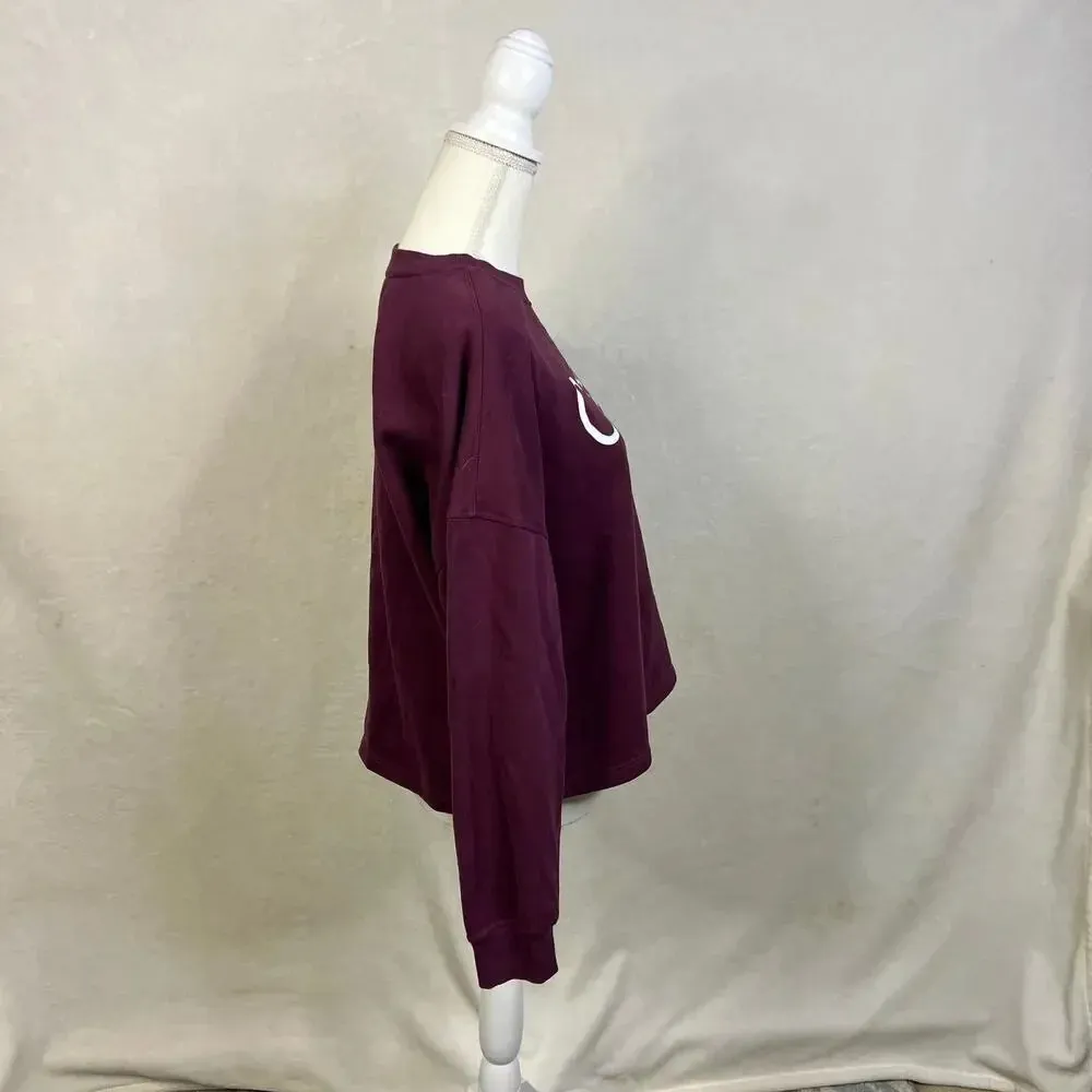 Calvin Klein Women's‎ Medium Maroon Crewneck Long Sleeve Cotton Sweatshirt - Image 5