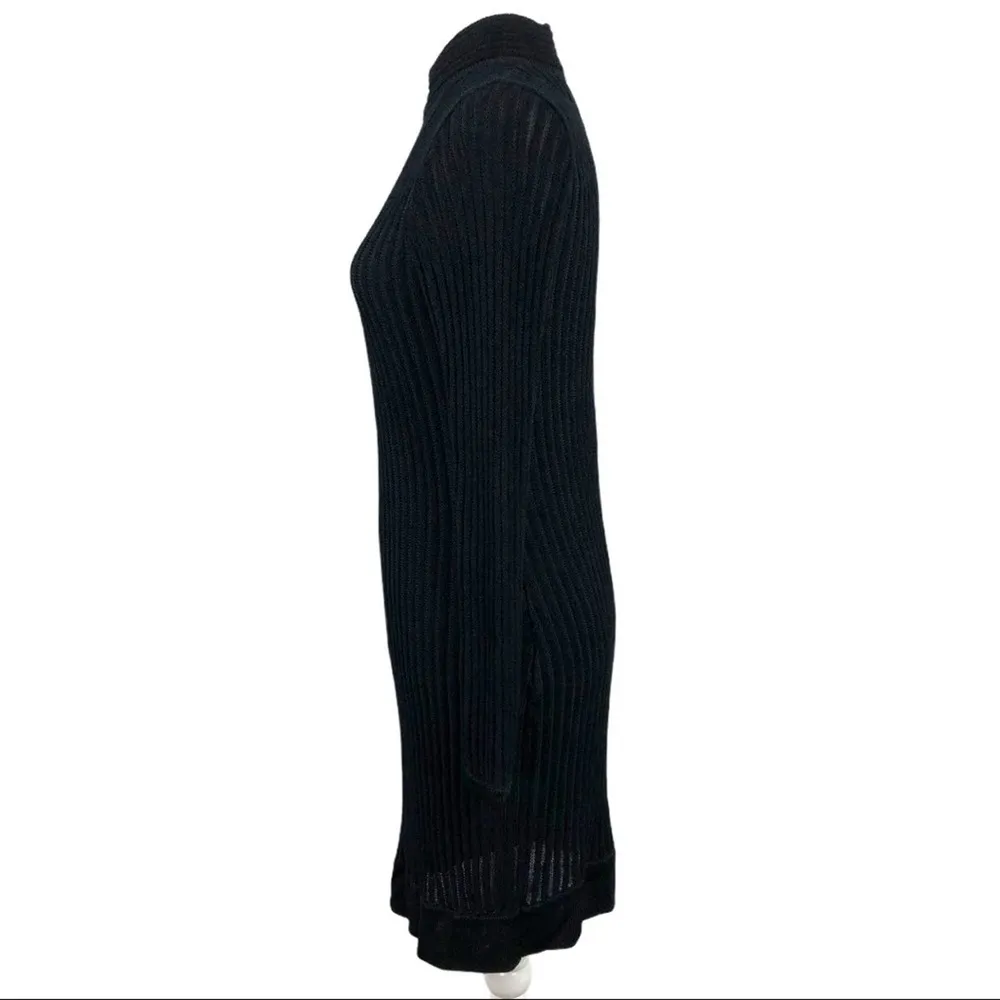 L'AGENCE Edita Ribbed Turtleneck Long Sleeve Dress In Black Size Small - Image 7