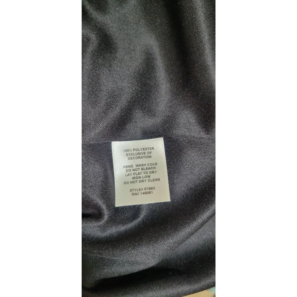 Monteau Sz L Sleeveless Black Dress Fully Lined Scalloped Lace Hem, Button Back - Image 6