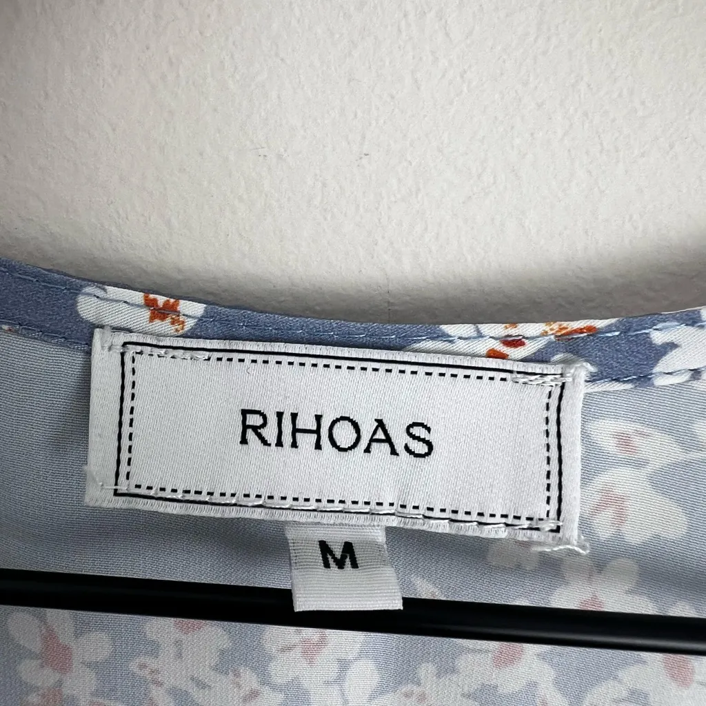RIHOAS The V Neck Floral Midi Dress lightweight flowy M Blue Size M - Image 7