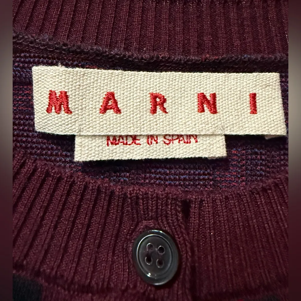 New Marni Geometric Cardigan Sweater IT 42 / US 6 Designer Knit M Purple - Image 3