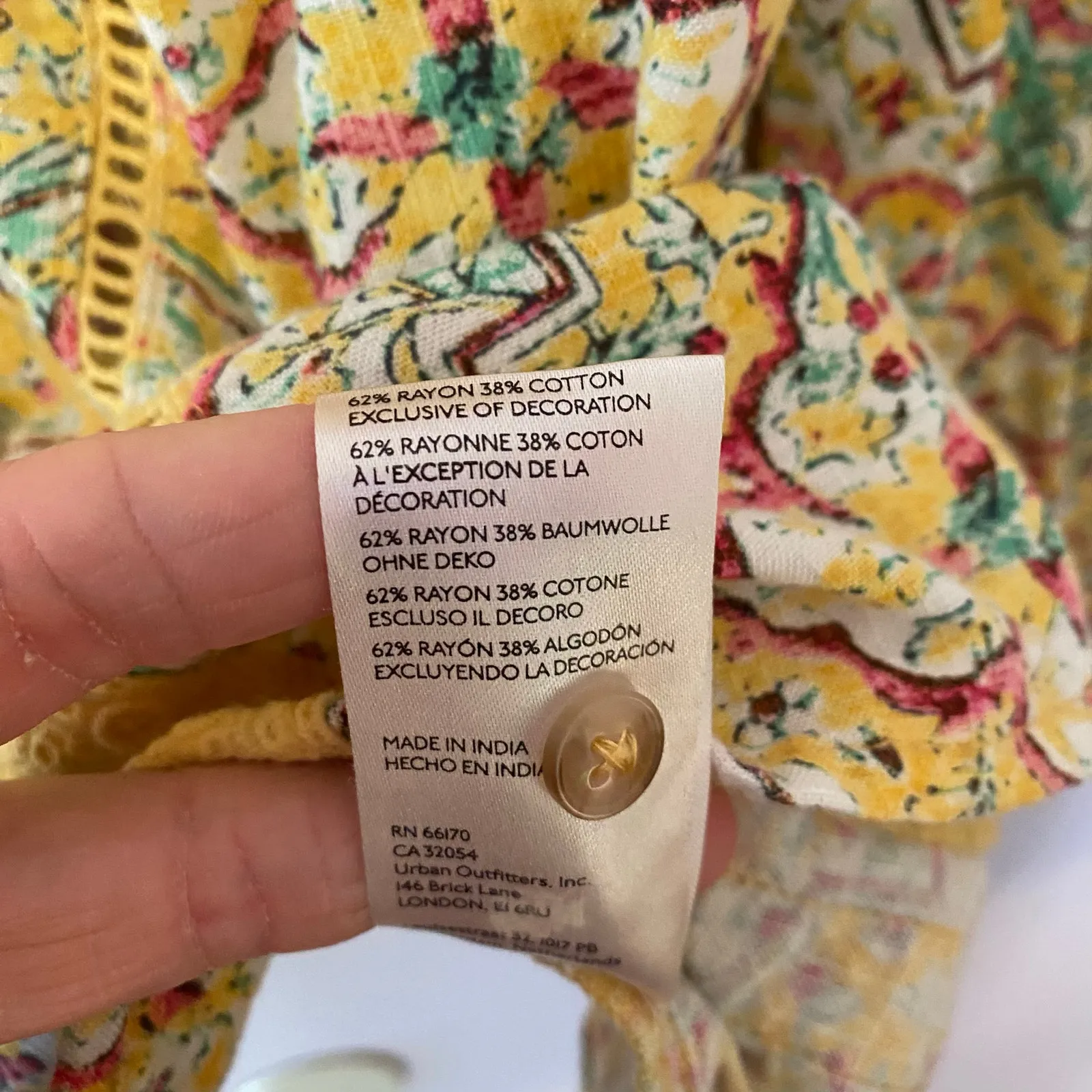 Pilcro Anthropologie Yellow Boho Button Down Peasant Blouse Fairy Women's Medium - Image 10