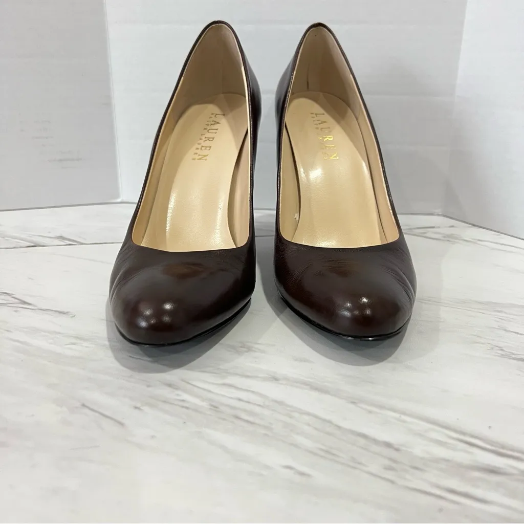 Lauren Ralph Lauren Size 6 Zamora Pump Shoes Chocolate Brown Leather - Image 2