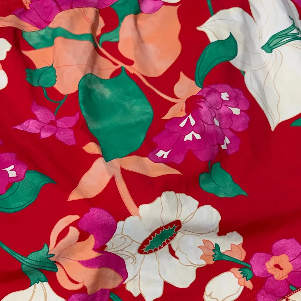 Lands' End Floral Swim Skirt in Red and Green - Image 2