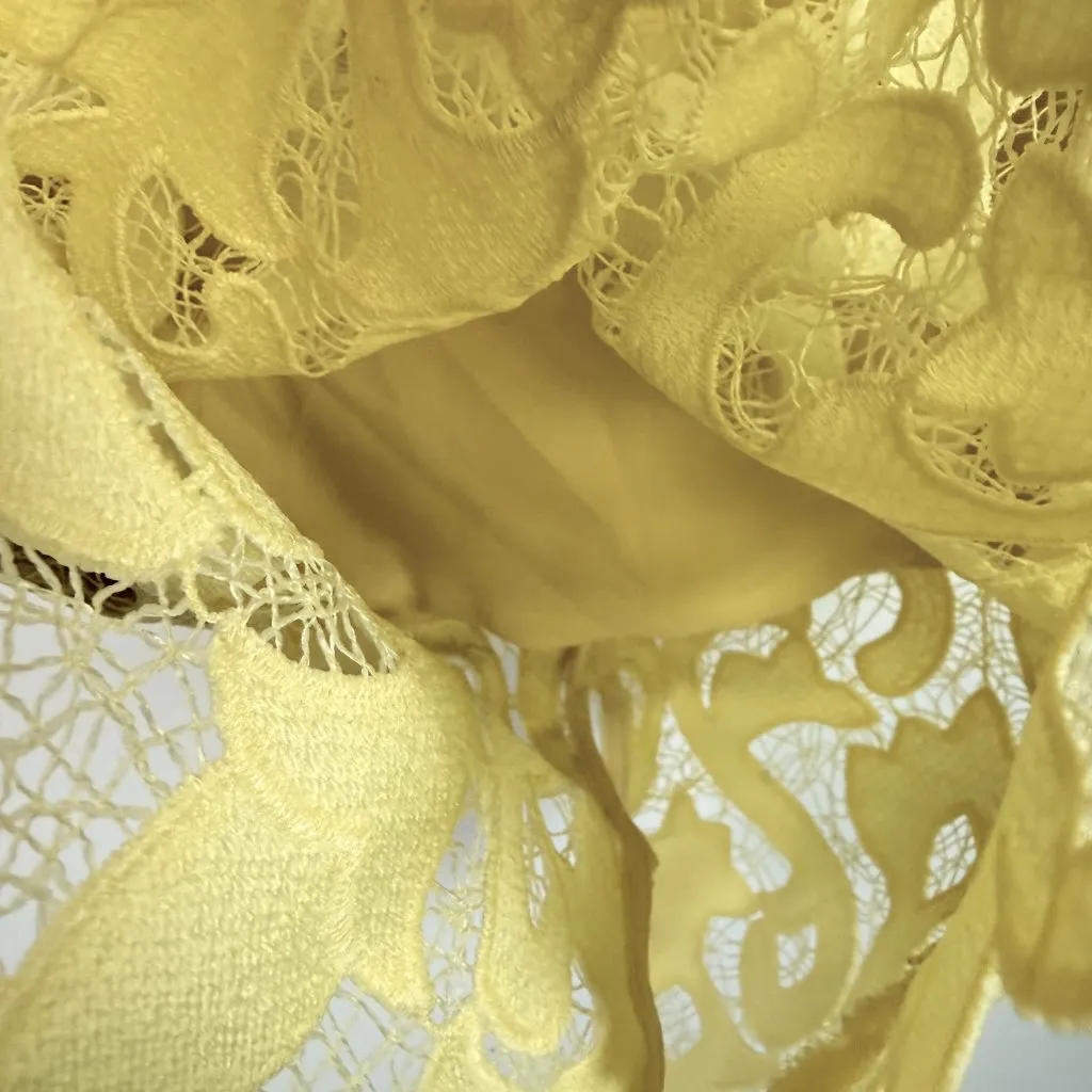 Bardot Lina Lace Sheath Dress Sleeveless Yellow Size 6 Small S EUC - Image 6