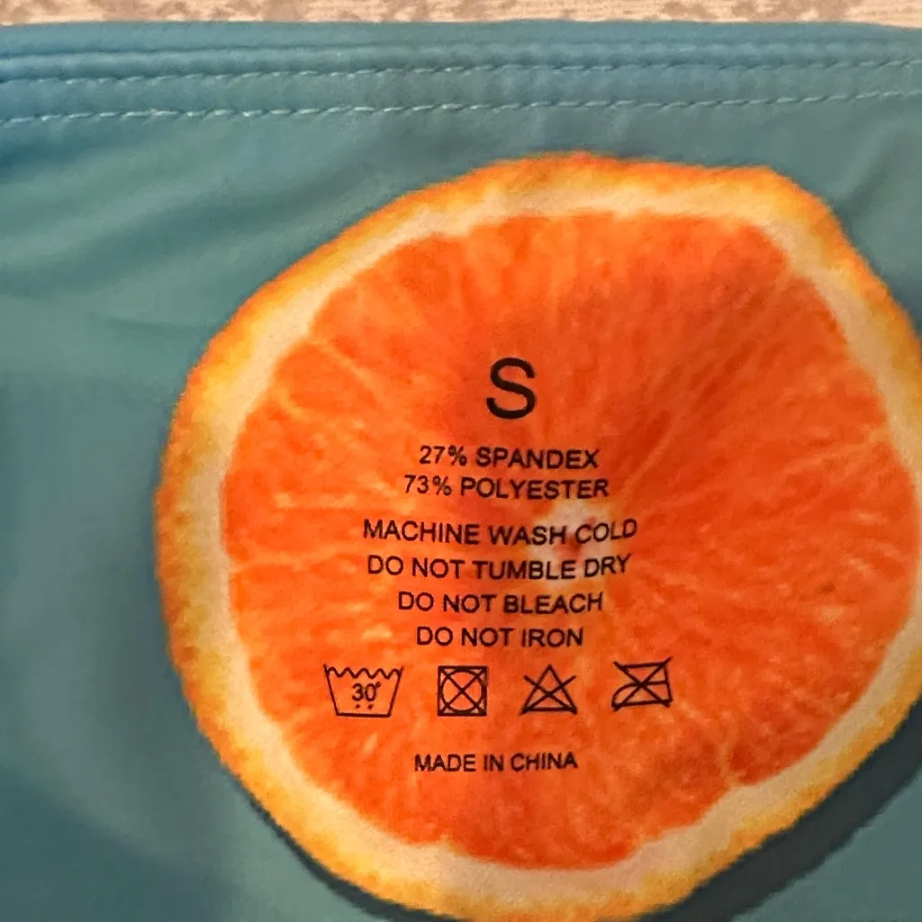 Flexi Lexi Women’s High Waist Blue Leggings with Orange Print Size Small - Image 4