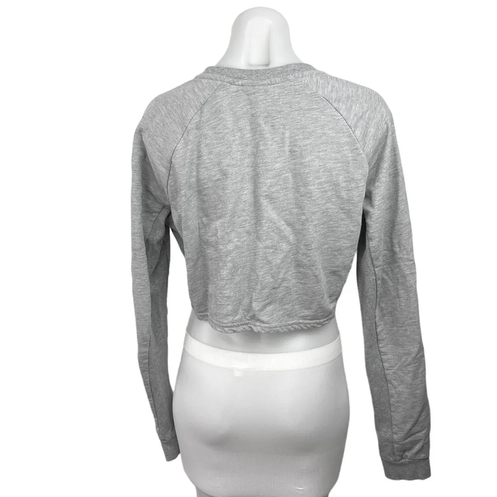 Gymshark Womens Grey Crew Neck Raglan Long Sleeve Training Cropped Sweater Top L - Image 2