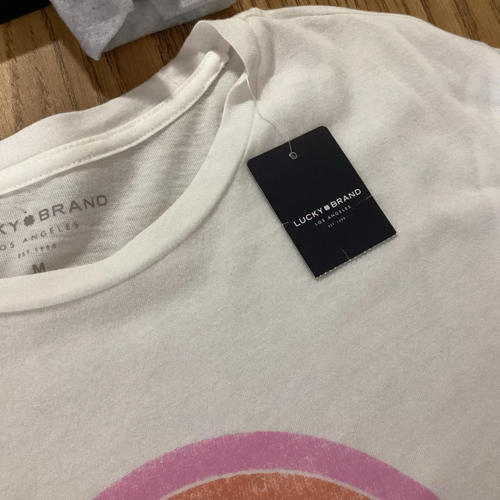 Lucky Brand Rainbow Graphic Tee Size Medium NWT - Image 8