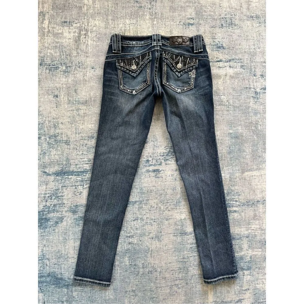 Miss Me Signature Skinny Rhinestone Sequin Jeans Size 26 x 30 - Image 2