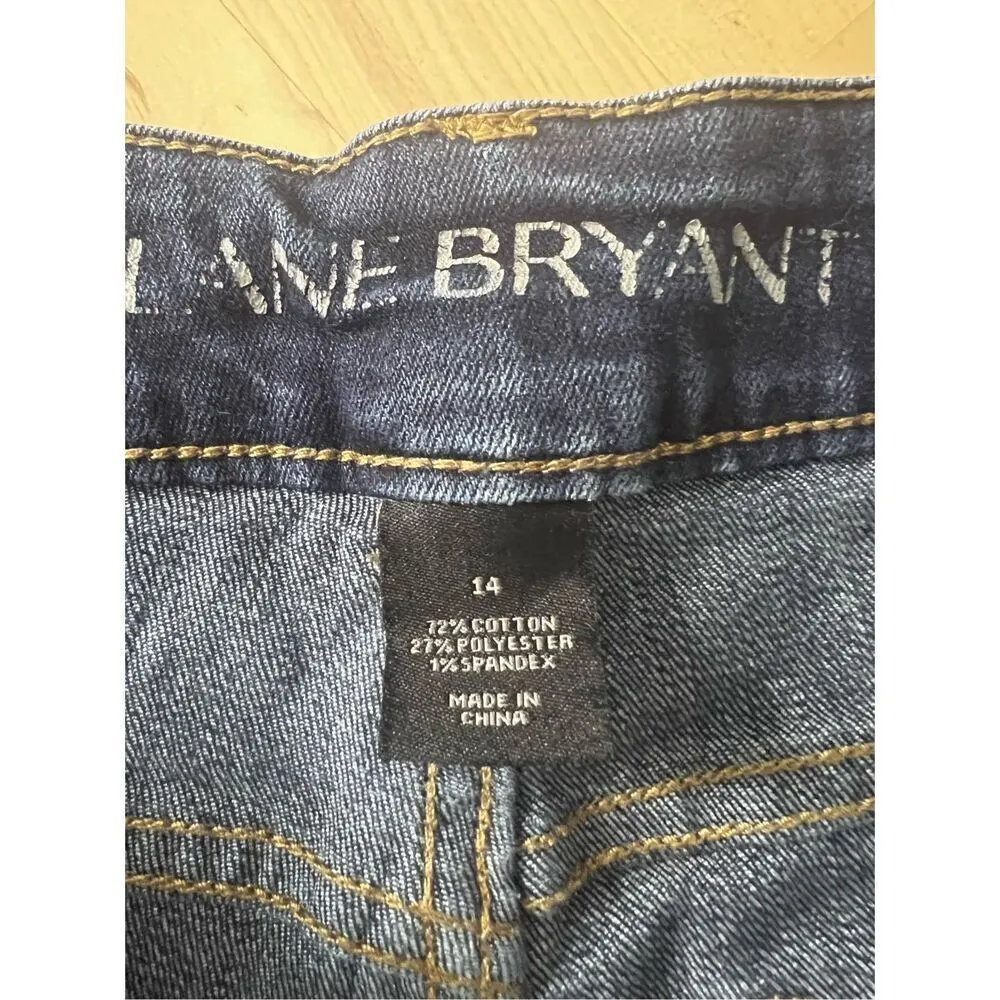 Lane Bryant Bermuda Blue Denim Shorts Size 14 Stretch Zipper Closure Pockets - Image 7