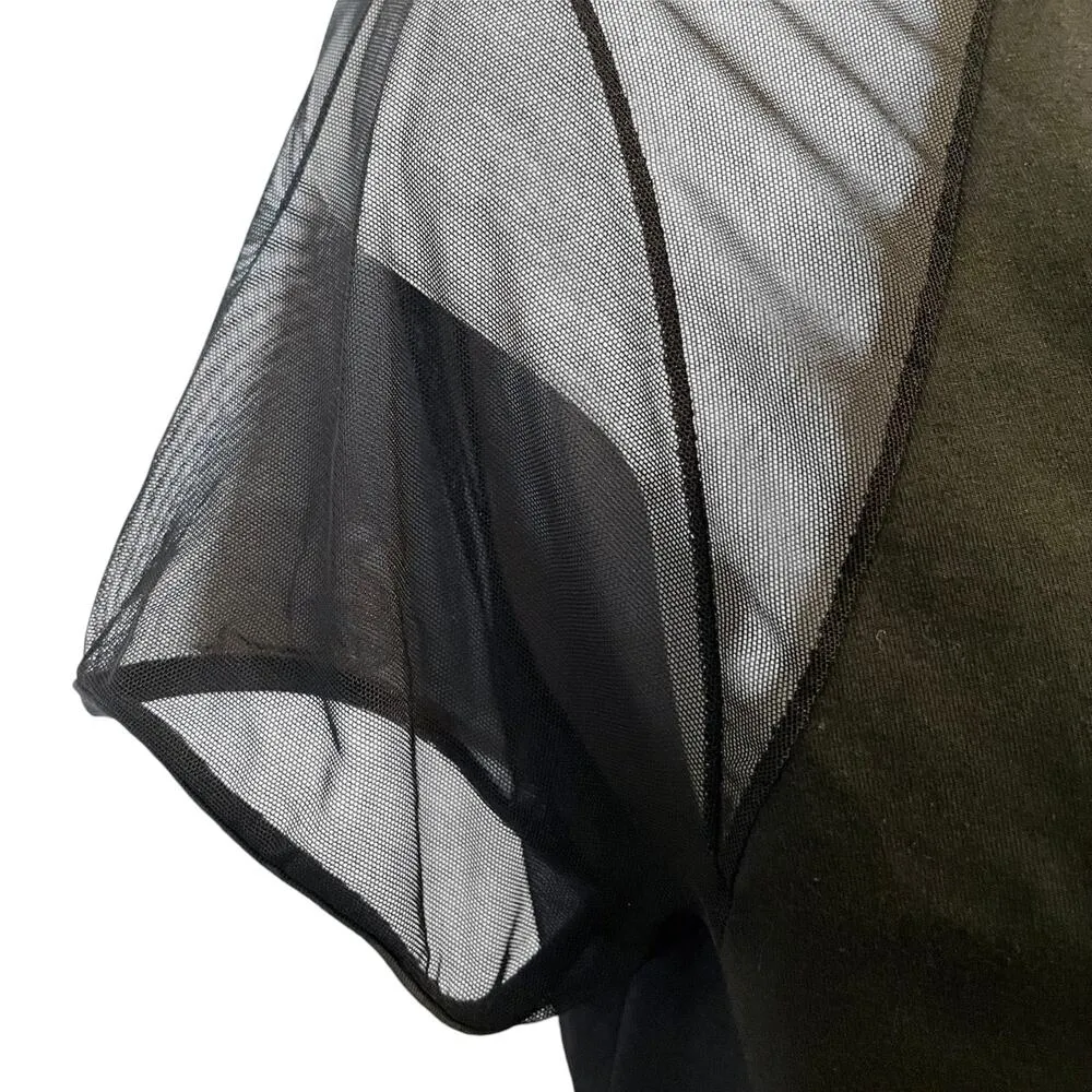 Vintage Black Jersey Sheer Mesh Crop Top - Made in Italy Size S/M - Image 8