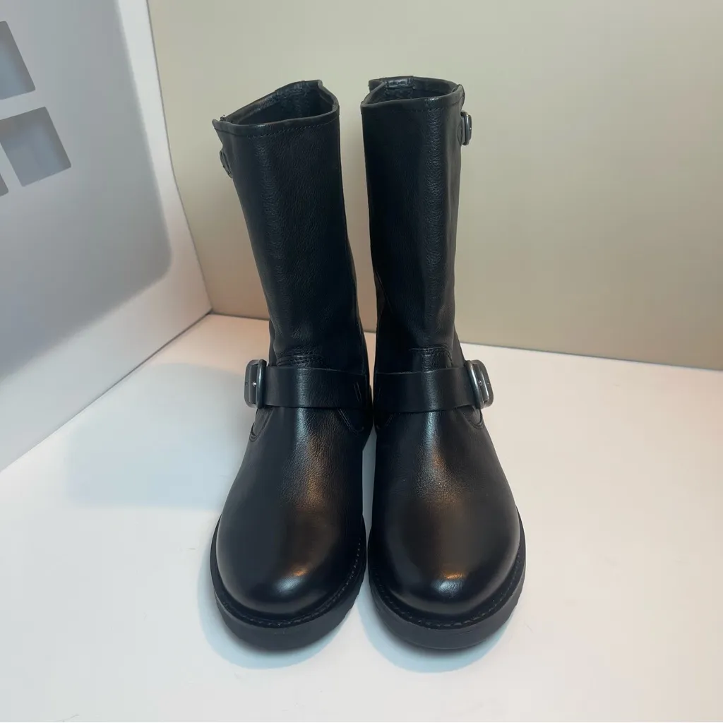 FRYE Veronica Flex Short Black Leather Moto Boots Bikercore Sz 7 Grunge Country - Image 6