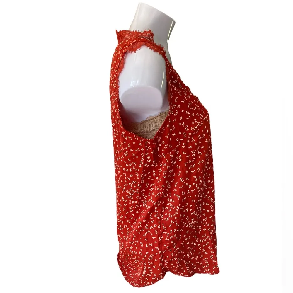 NWOT Red Floral Sleeveless V - Image 3
